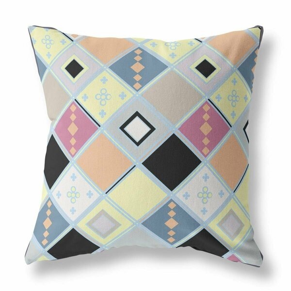 Palacedesigns 18 in. Tile Indoor & Outdoor Zippered Throw Pillow Yellow & Pink PA3108691